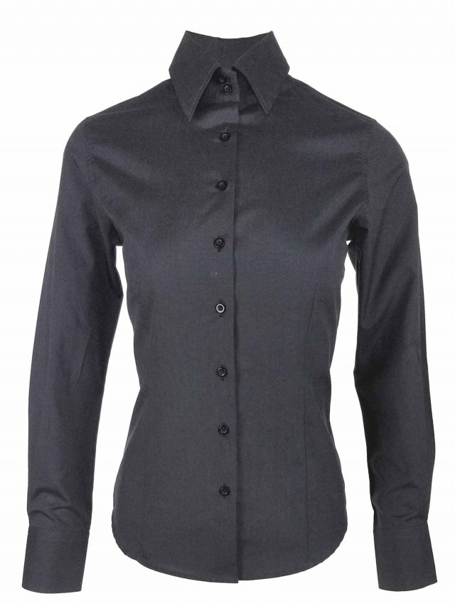 Womens Elegant Charcoal Shirt Long Sleeve Uniform Edit