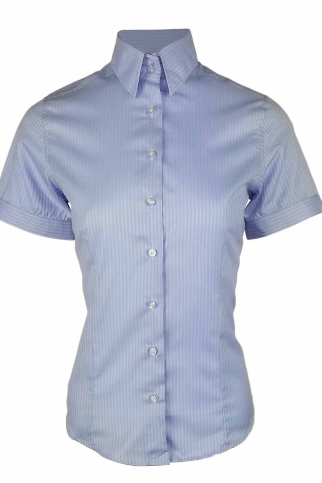 Women's Franc Shirt - Light Blue Self Stripe Short Sleeve | Uniform Edit