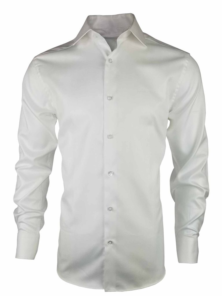 Men's Herringbone Shirt - White Long Sleeve - Uniform Edit