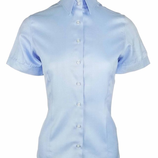 Women's Herringbone Shirt - Blue Short sleeve - Uniform Edit