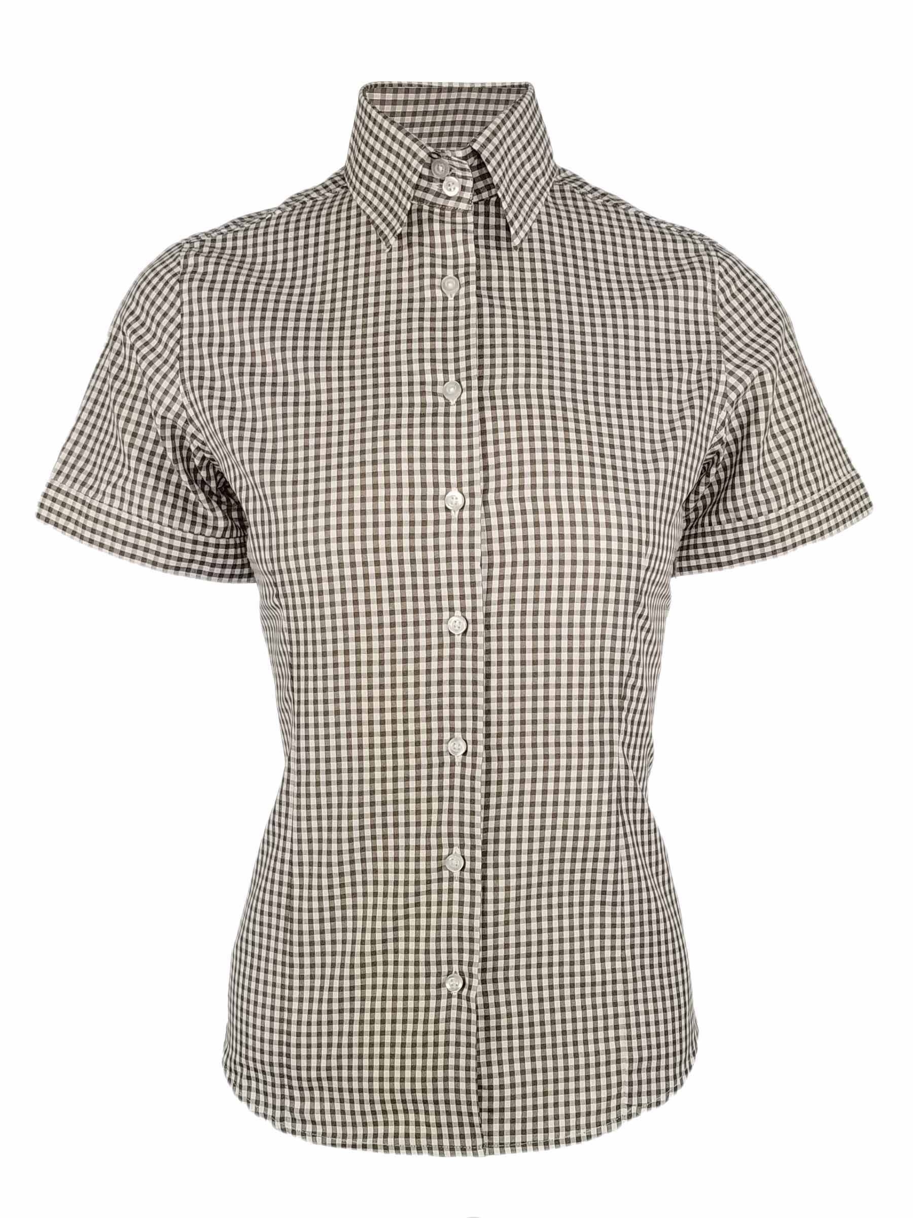 Women's Jones Shirt - Brown Check Short Sleeve - Uniform Edit