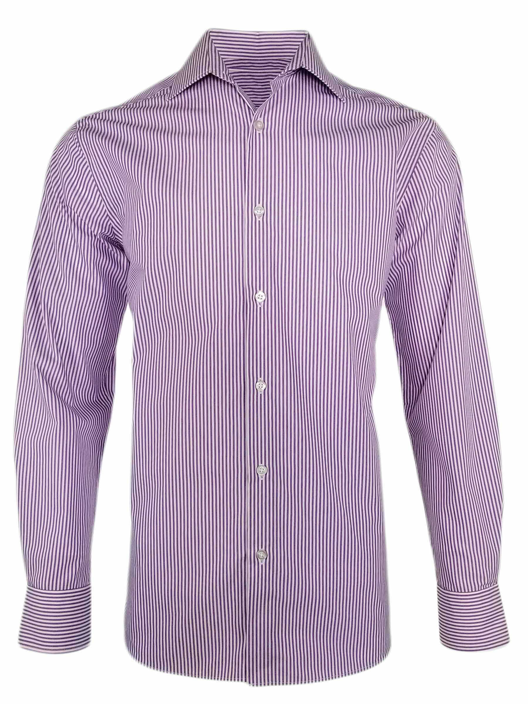 Men's Milan Shirt - Purple and White Stripe Long Sleeve | Uniform Edit