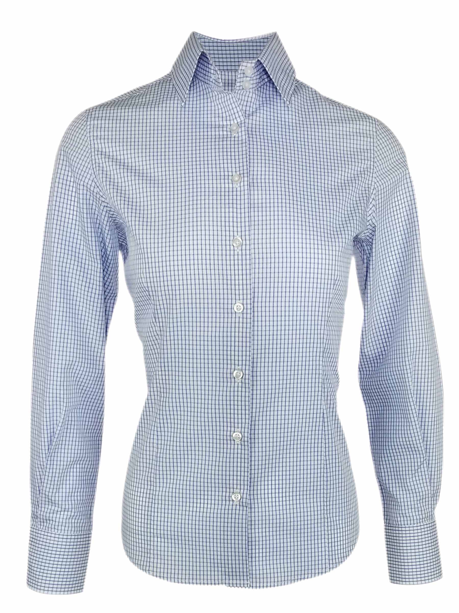 Women's New Sentinal Shirt - Blue White Check Long Sleeve - Uniform Edit