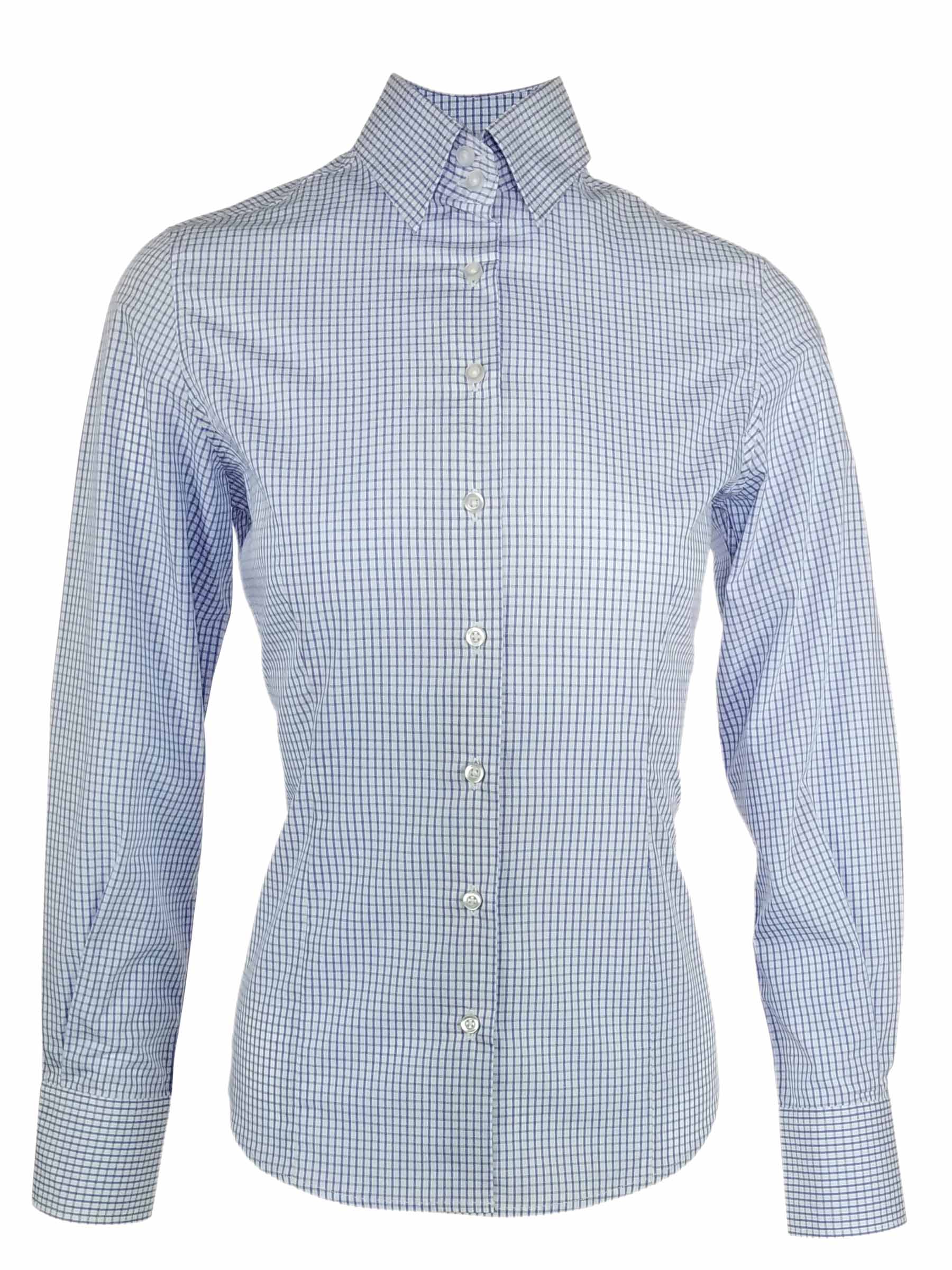 Women's New Sentinal Shirt - Blue White Check Long Sleeve - Uniform Edit