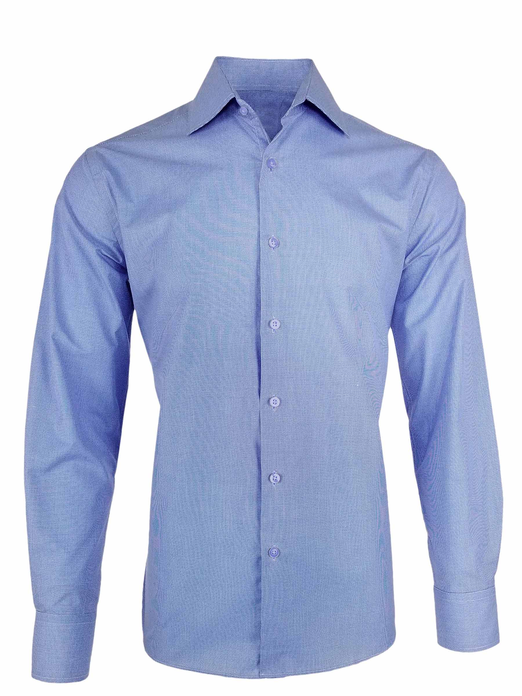 Men's Paris Shirt - Light Blue Micro Check Long Sleeve | Uniform Edit