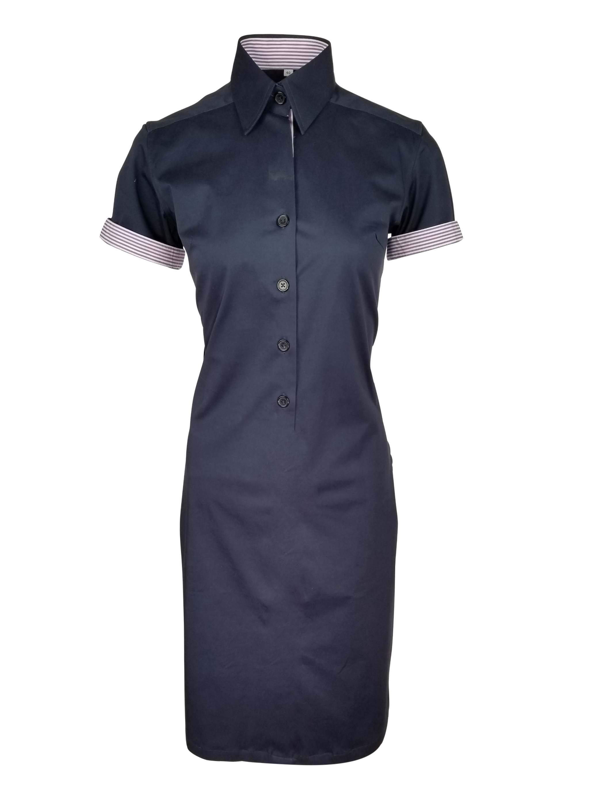 Shirt Dress Navy - Purple Contrast Short Sleeve | Uniform Edit