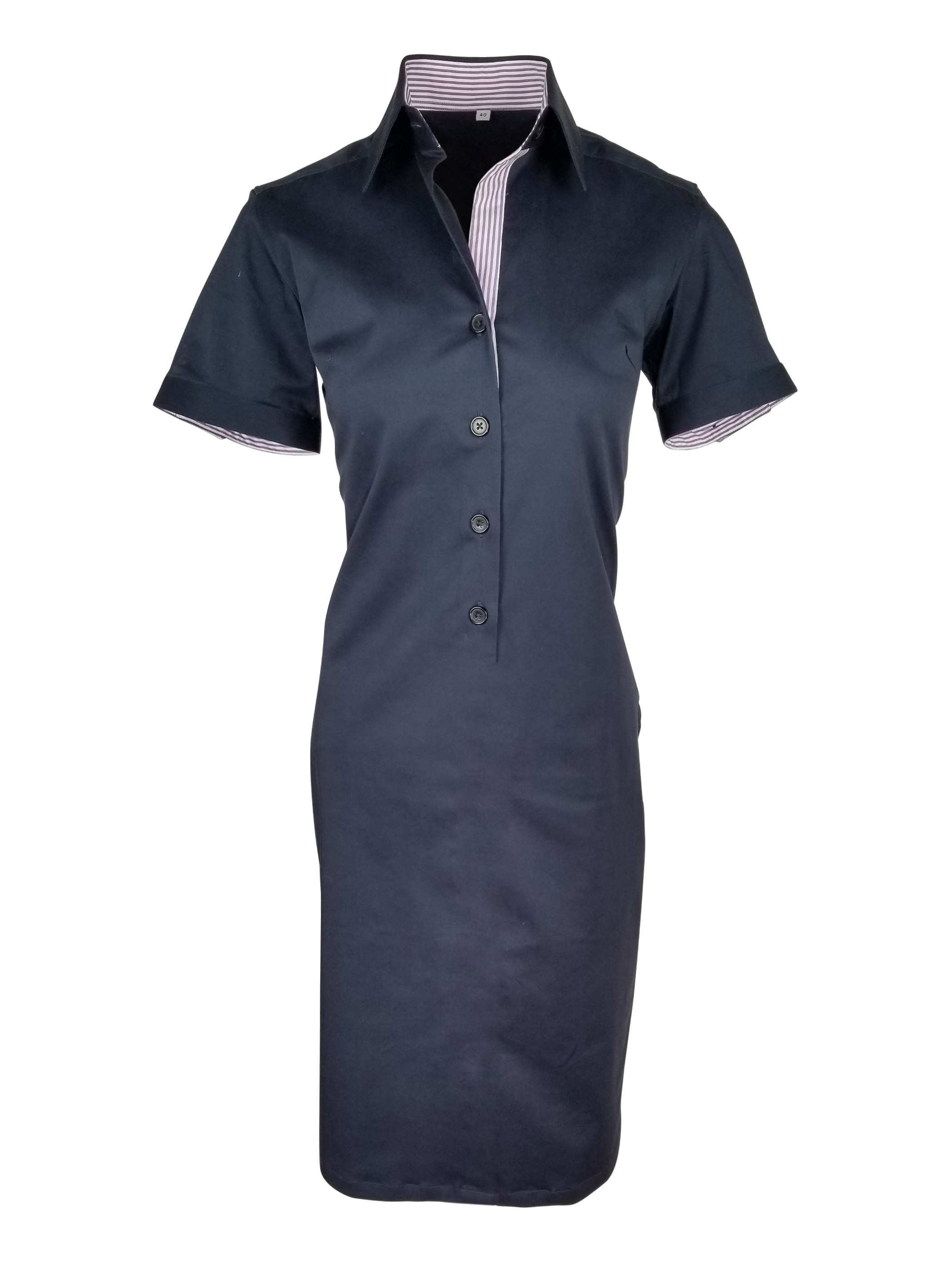 Shirt Dress Navy - Purple Contrast Short Sleeve | Uniform Edit