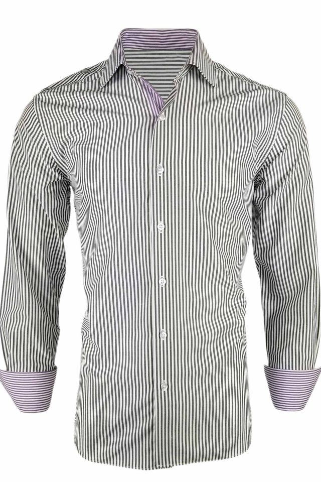 Men's Black and White Stripe Contrast - Long Sleeve - Uniform Edit