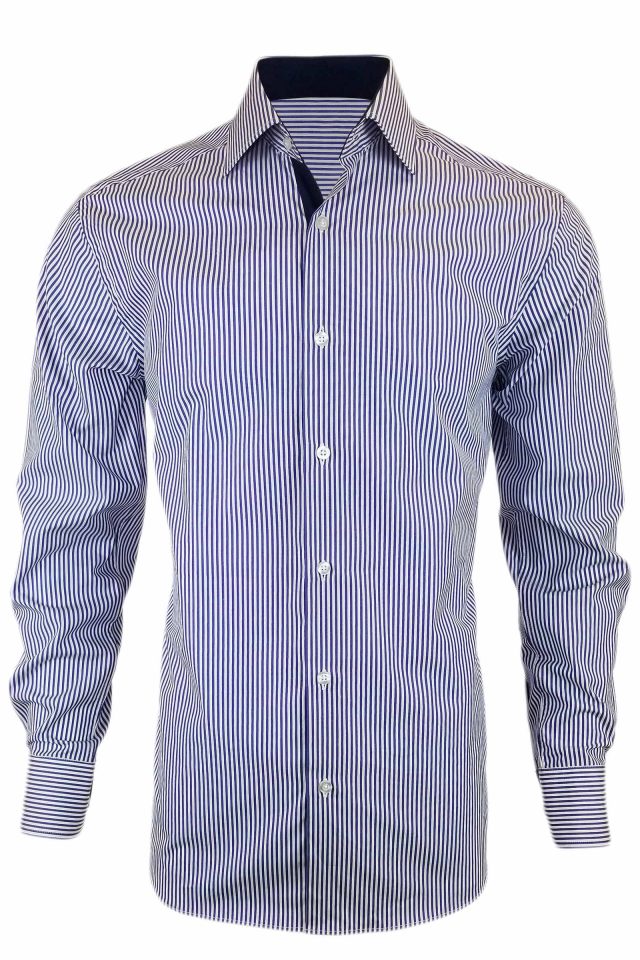 Men's Cobalt and Blue Stripe Contrast - Long Sleeve - Uniform Edit