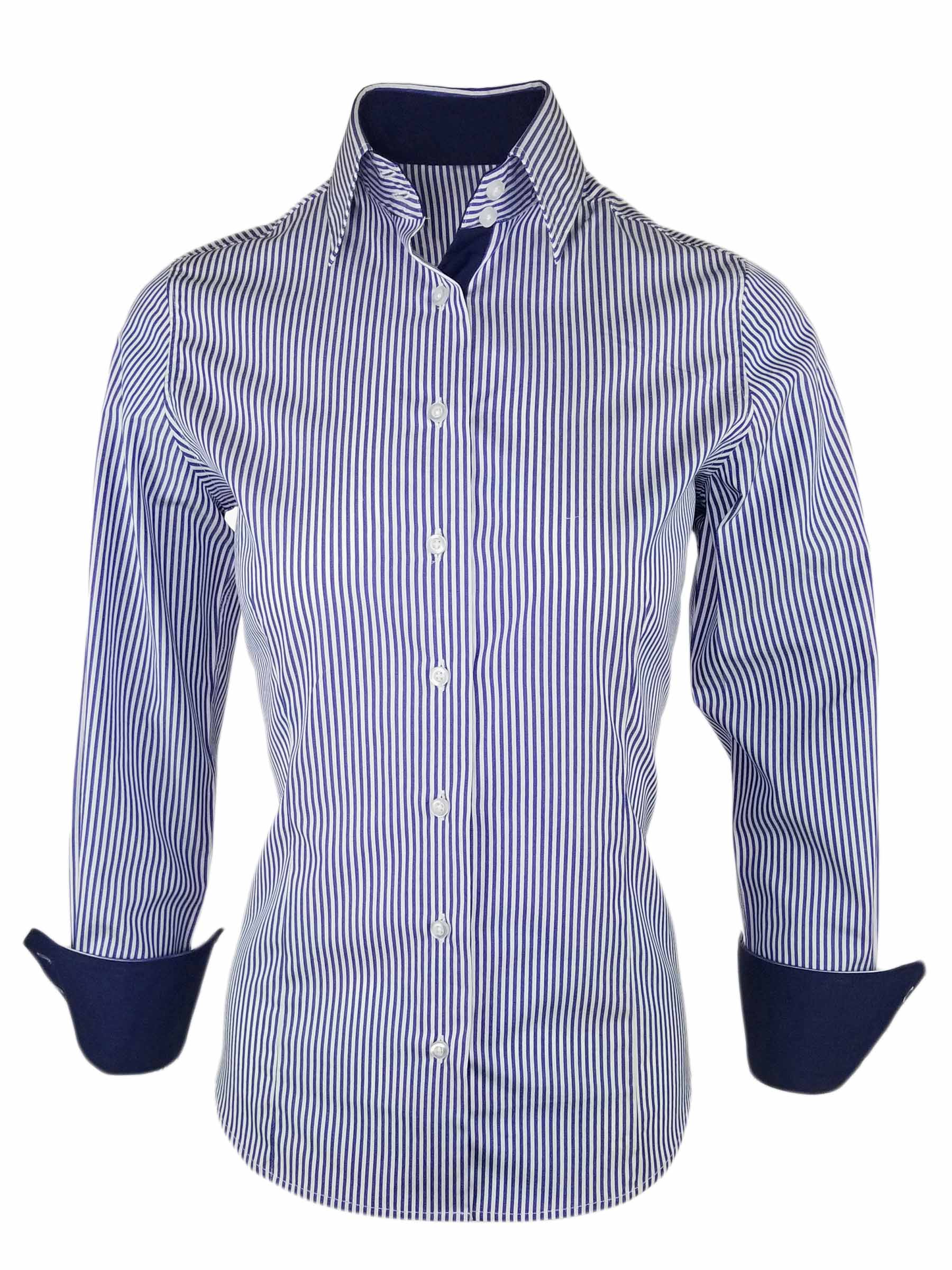 Women's Cobalt and Blue Stripe Contrast - Long Sleeve - Uniform Edit