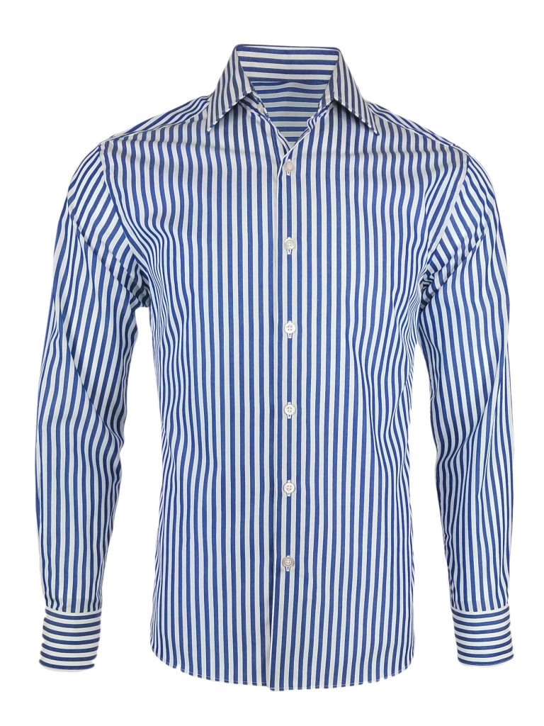 Men's Marine Shirt - Bold Cobalt Stripe Long Sleeve - Uniform Edit