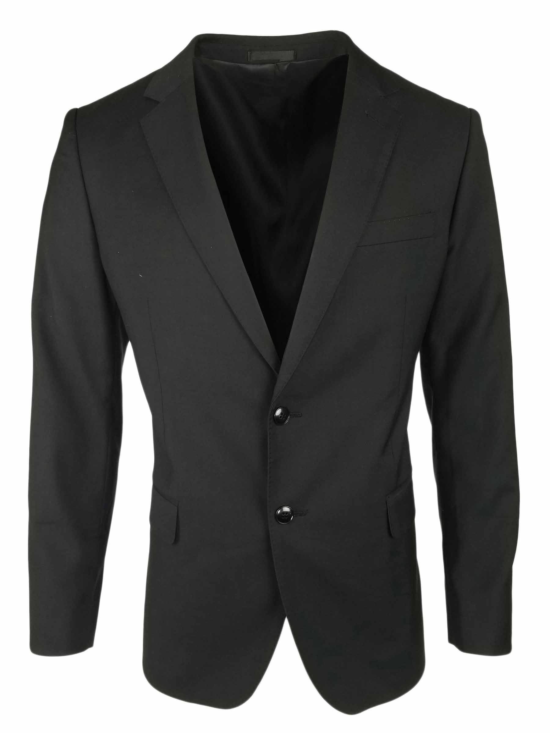 Men's 2 Button Wool Blend Jacket - Black - Uniform Edit