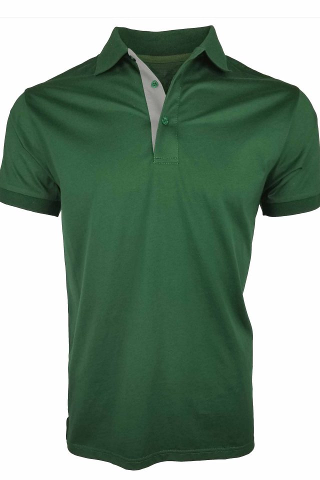 Men's Contrast Mercerized Polo - Forest Green - Uniform Edit