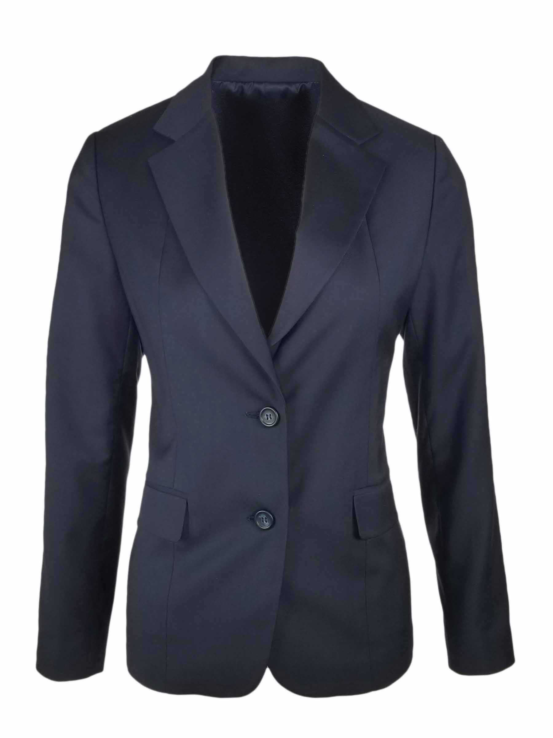 Women's 2 Button Wool Blend Jacket - Navy - Uniform Edit