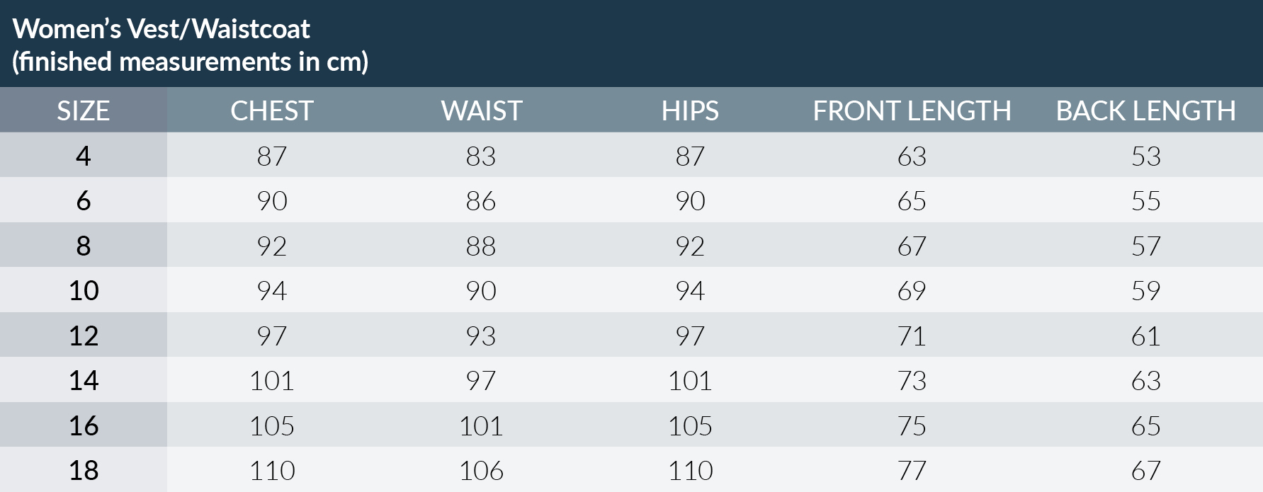 women's polo size chart