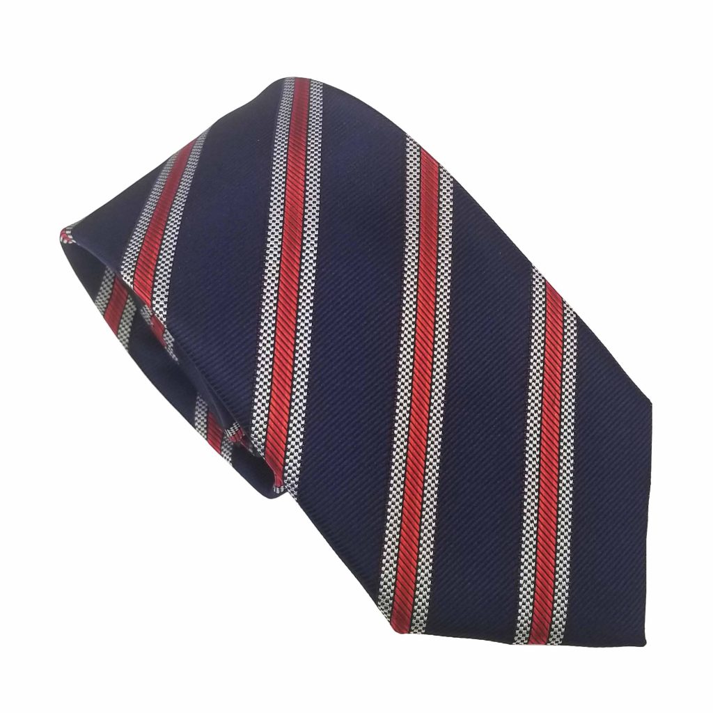 Uniform Tie Navy With White And Red Diagonal Stripe - Uniform Edit