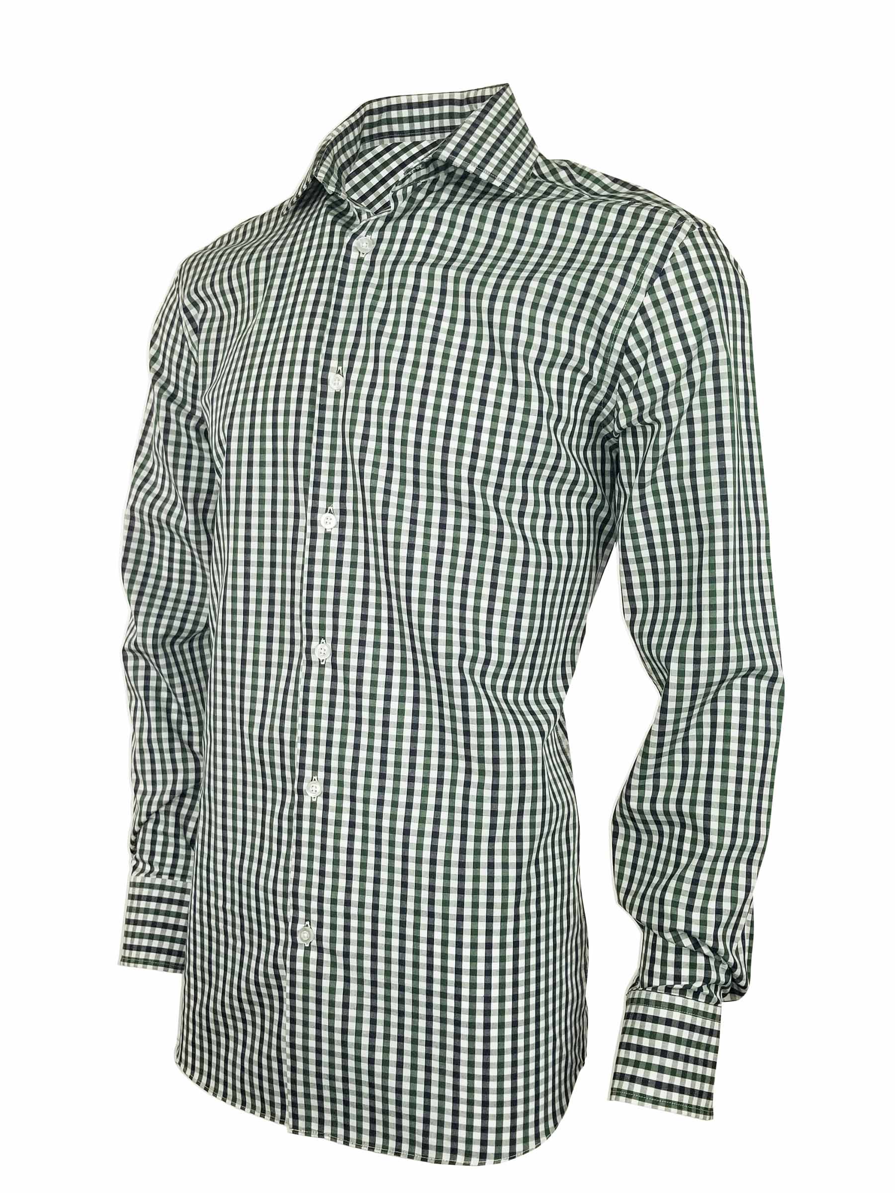 Men's Be Bold Shirt - Green Navy Check Long Sleeve - Uniform Edit