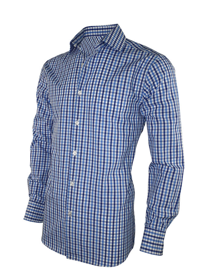 Men's Be Bold Shirt - Blue Navy Check Long Sleeve - Uniform Edit