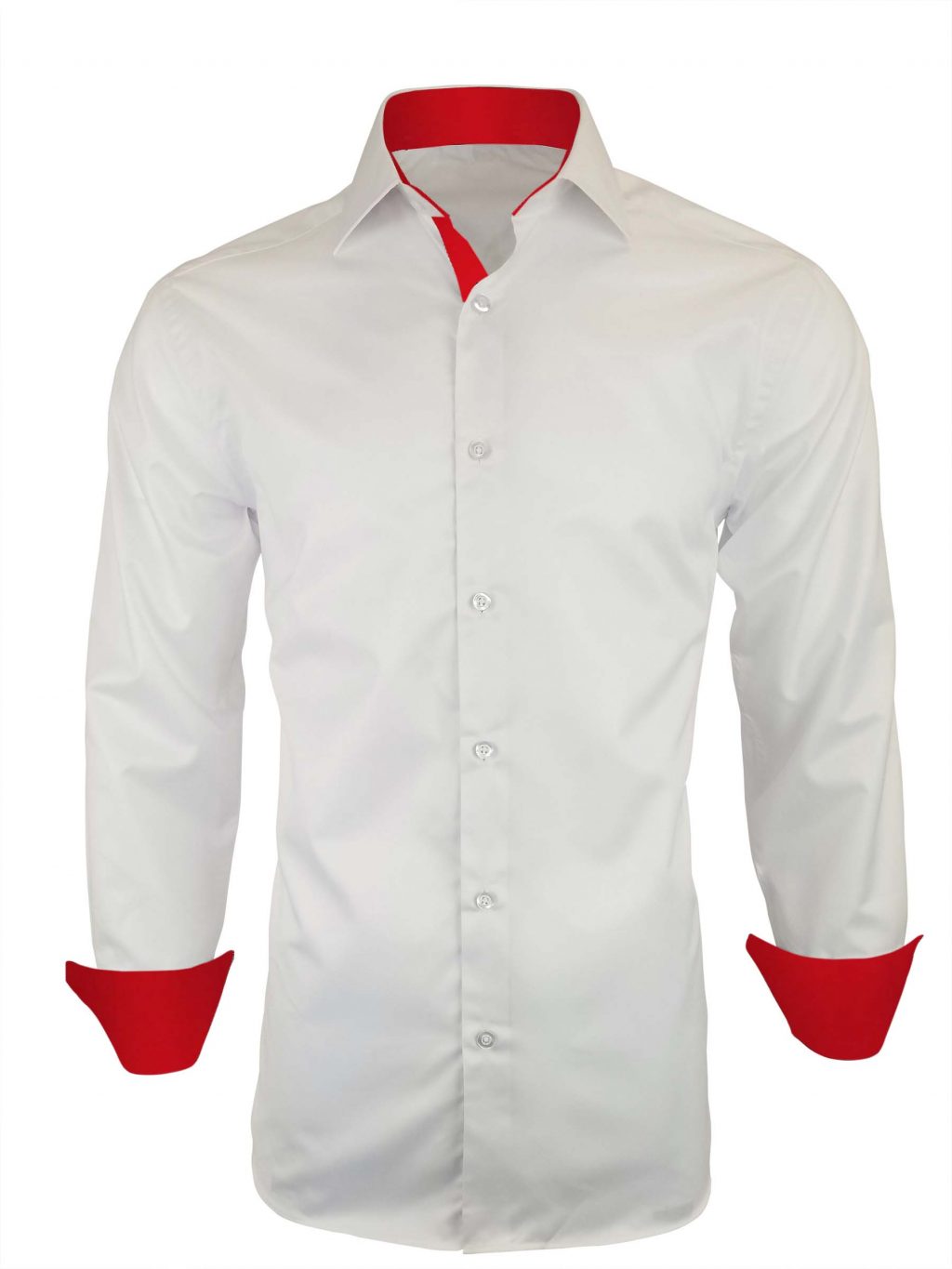 Men's White with Red PC Contrast Shirt - Long Sleeve - Uniform Edit