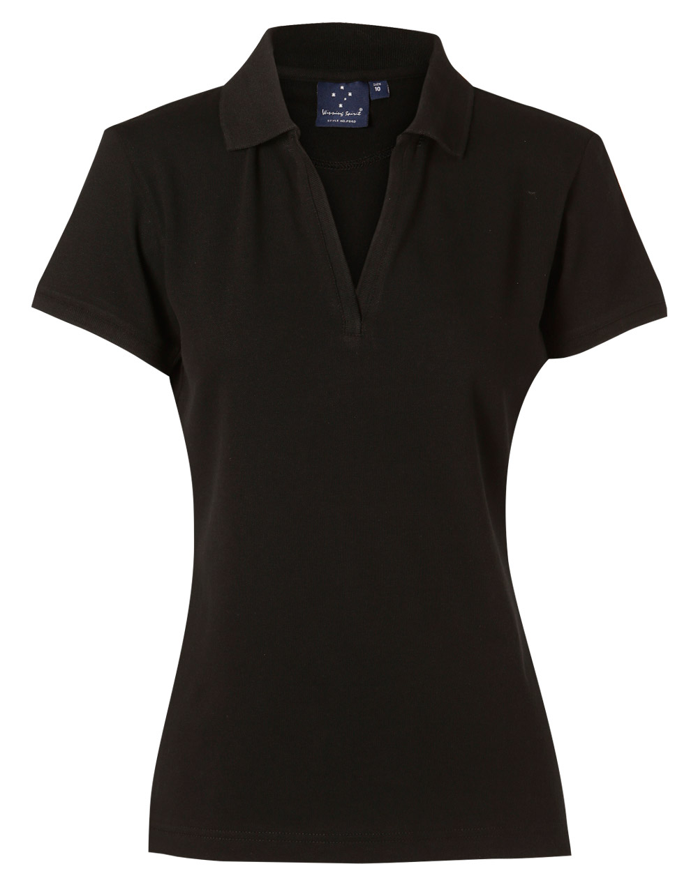 Women's Longbeach Cotton Short Sleeve Polo - Black - Uniform Edit