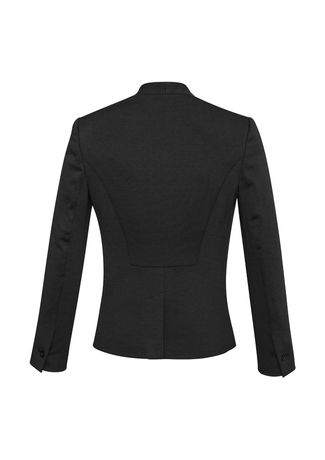 Women's Soft Knit Suiting Jacket - Charcoal Single Button Collarless ...