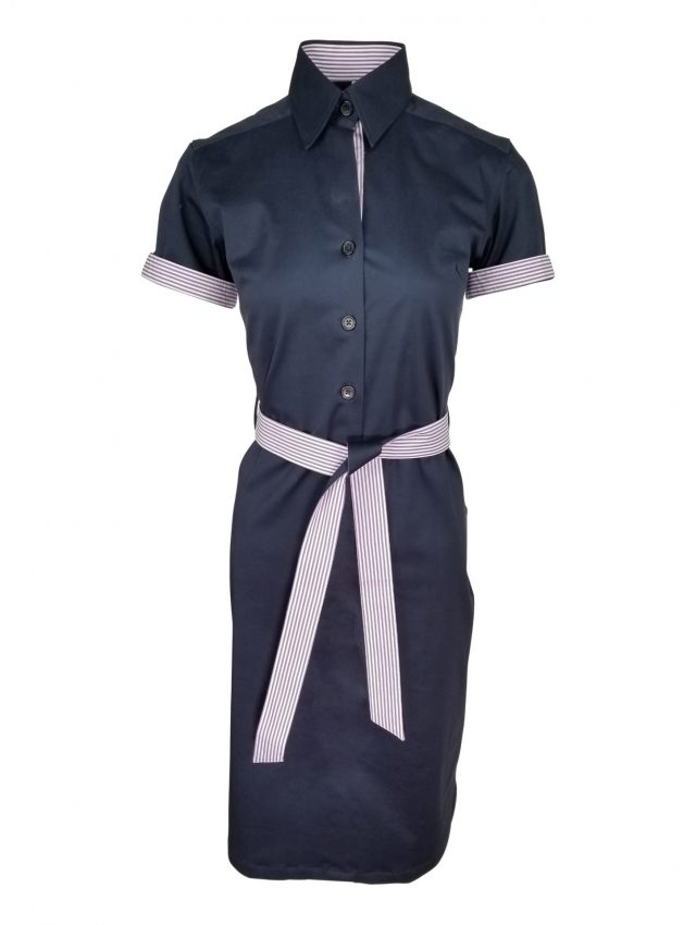 Shirt Dress Navy - Purple Contrast Short Sleeve - Uniform Edit