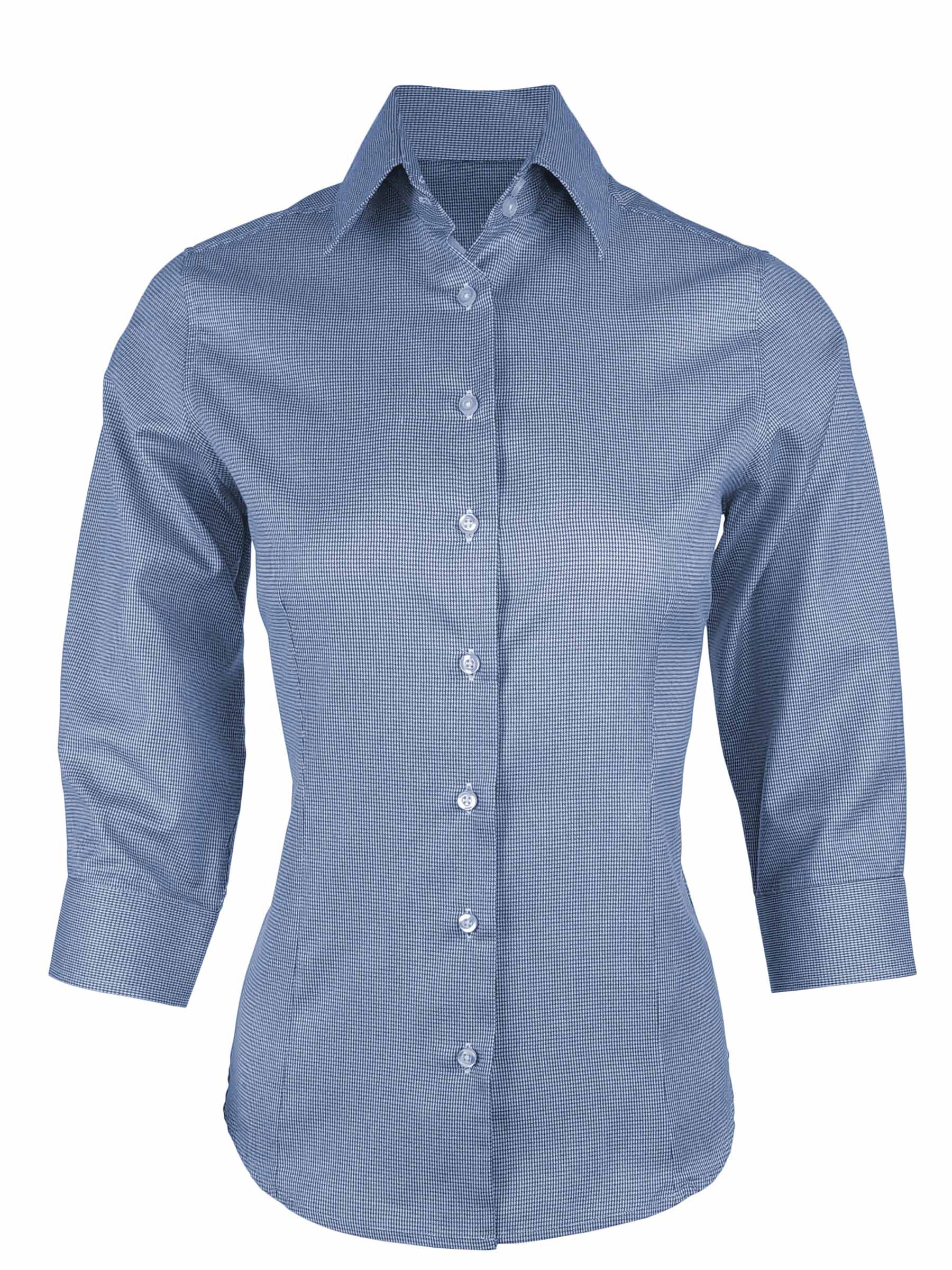Women's Wilson Shirt - Navy Houndstooth Three Quarter - Uniform Edit