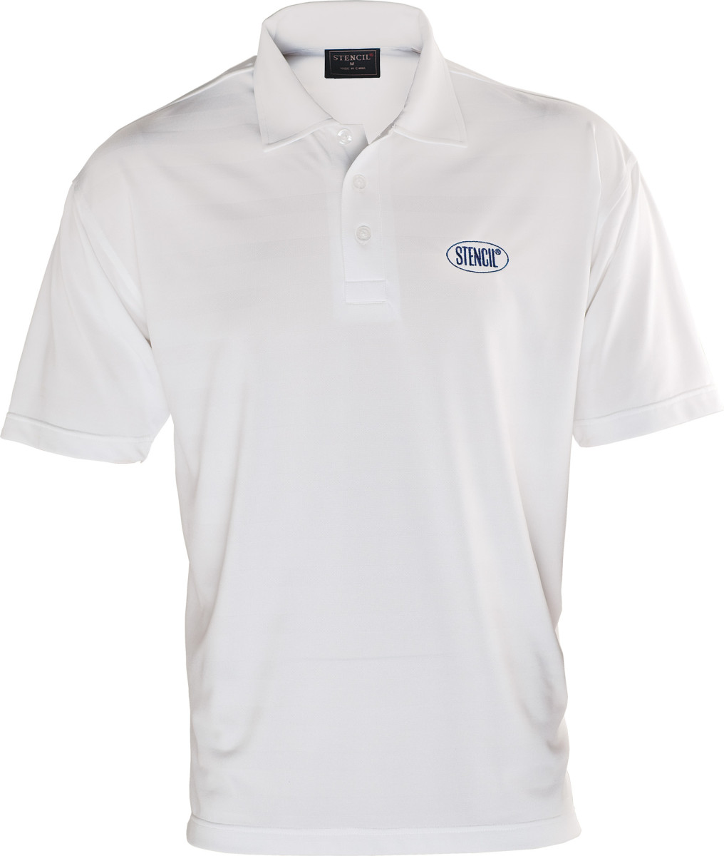 Mens Ice Cool Polo Shirts - White Self Stripe | The Uniform Edit