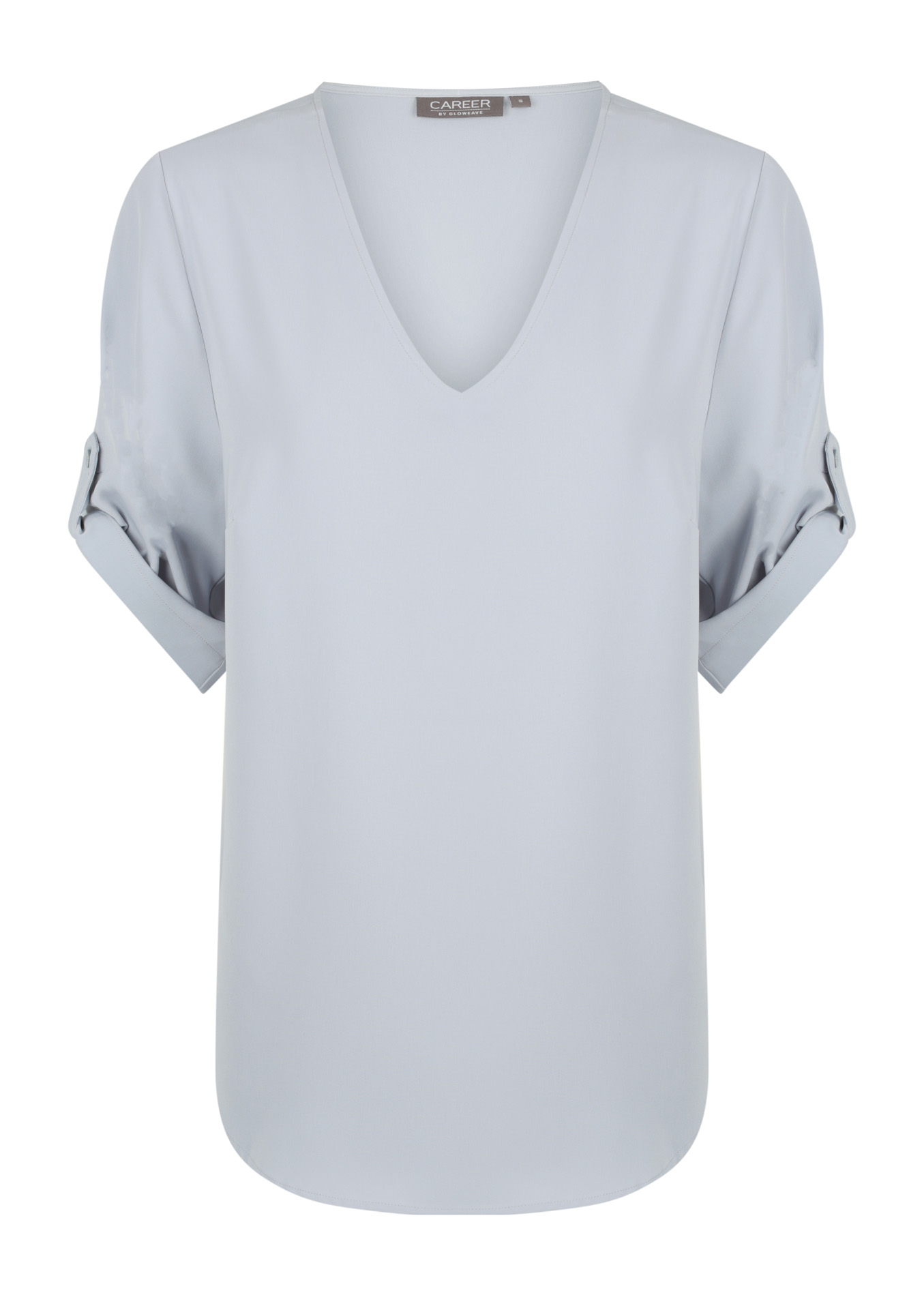 Reece Half Sleeve V-Neck Top - Silver - Uniform Edit
