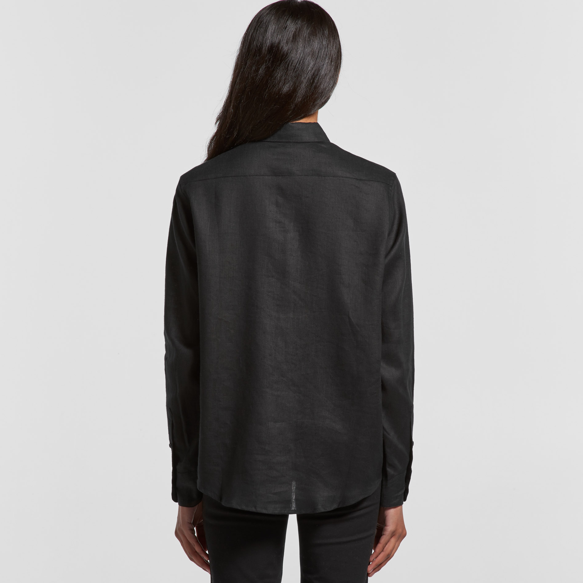 Womens Linen Shirt | Business Work Shirts | Womens Long Sleeve Black ...