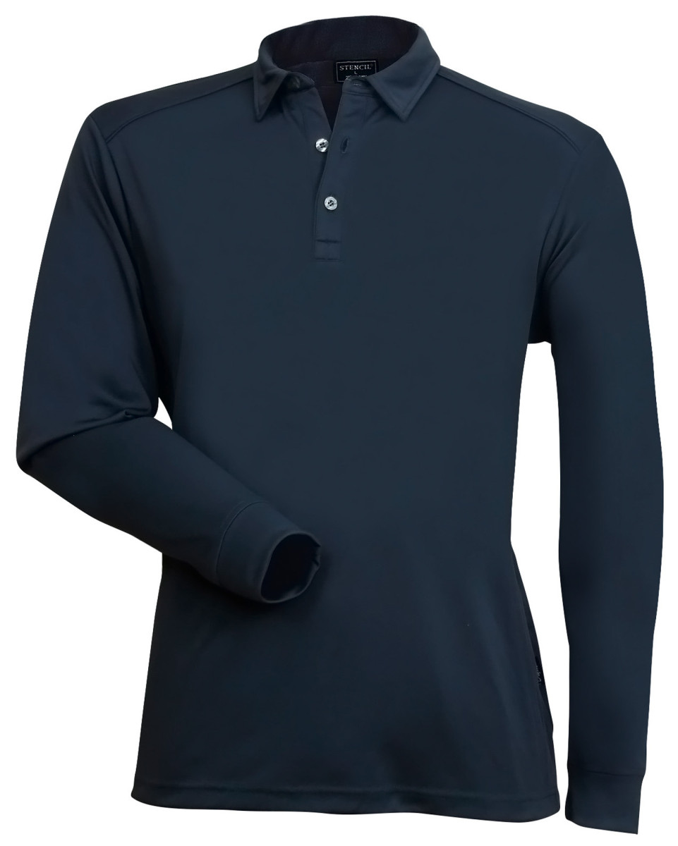 Mens Long Sleeve Freshen Polo Shirts - Navy | The Uniform Edit