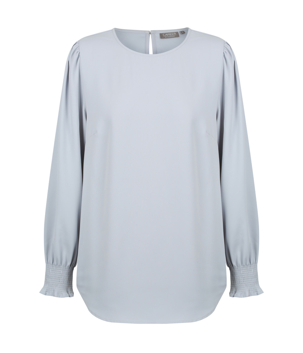 Freya Blouse - Shirred Cuff Soft Top Silver - Uniform Edit